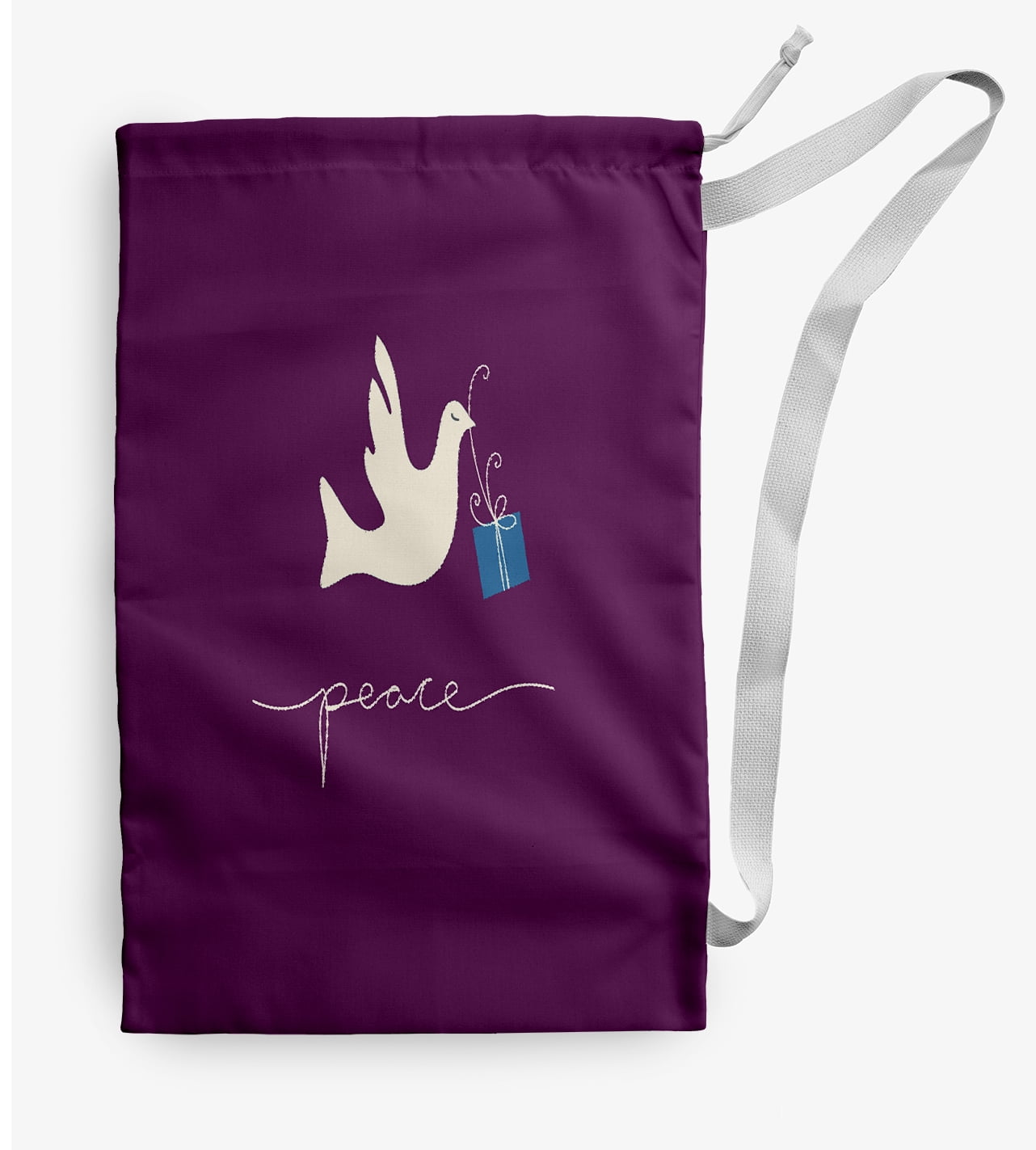 Simply Daisy Canvas Peace Dove 28 x 36 in Purple Laundry Bag