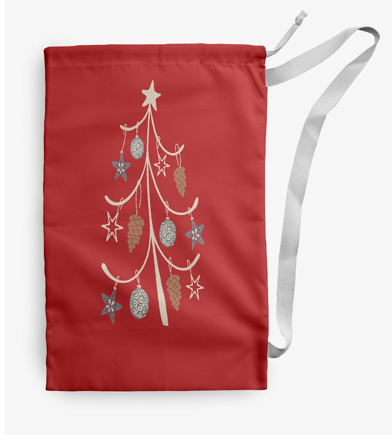 Simply Daisy Canvas Pinecone Tree 28 x 36 in Red Laundry Bag