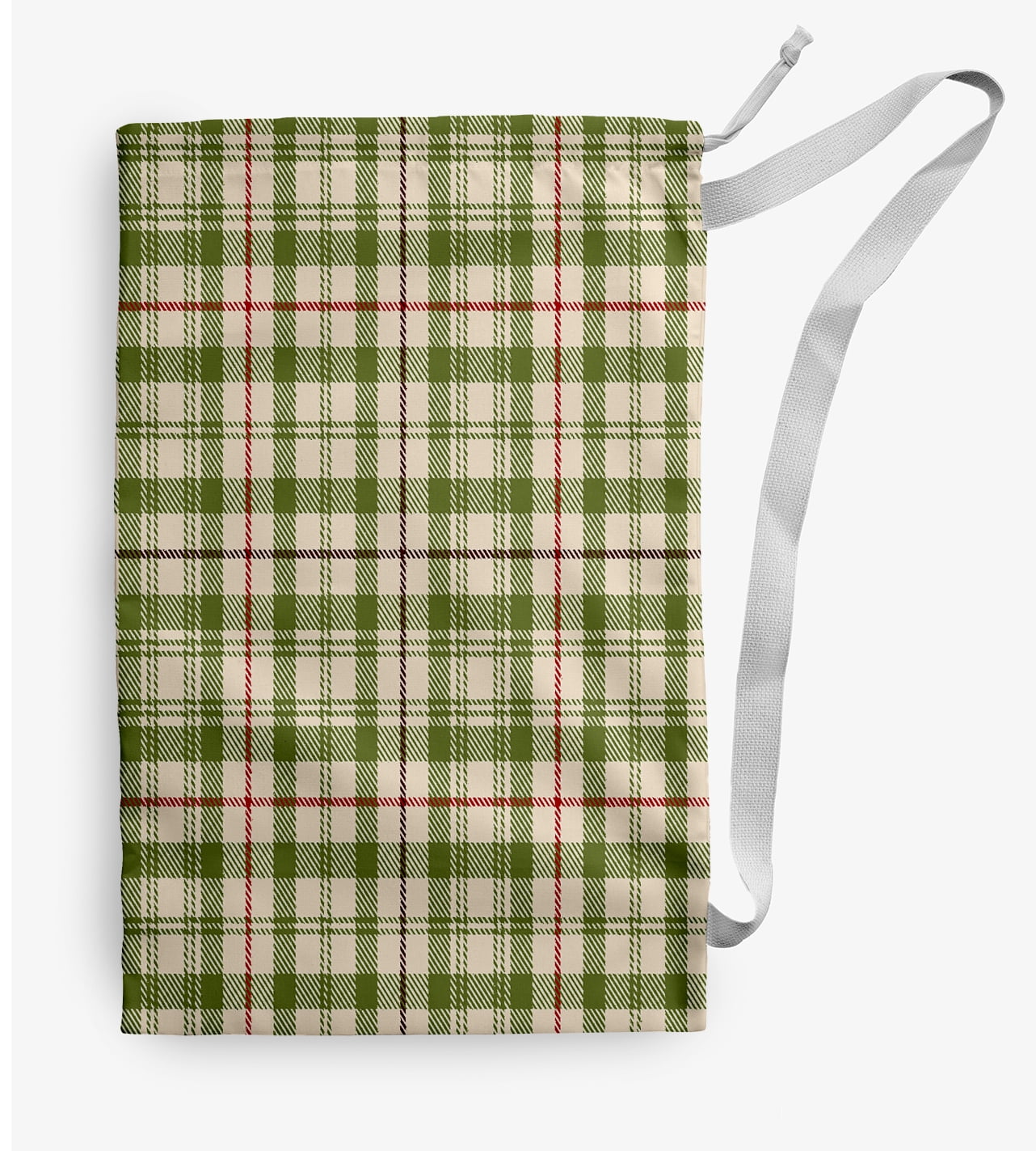Simply Daisy Canvas Plaid 18 x 29 in Fern Green Laundry Bag