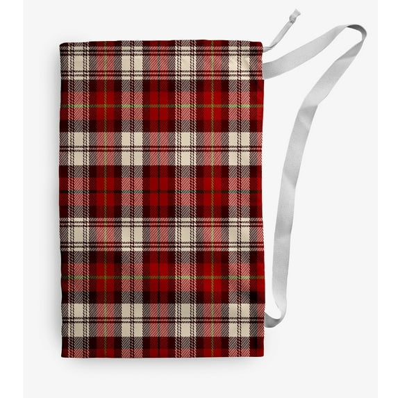 Simply Daisy Canvas Plaid 28 x 36 in Dark Red Laundry Bag