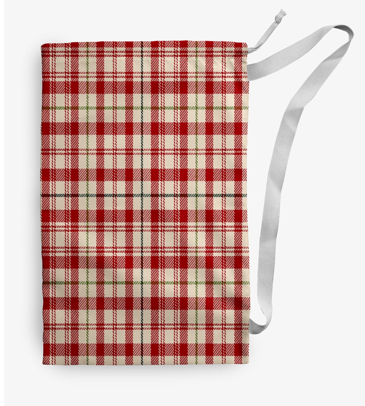 Simply Daisy Canvas Plaid 28 x 36 inch Red Laundry Bag