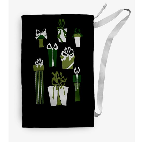 Simply Daisy Canvas Present Time 18 x 29 in Black Laundry Bag