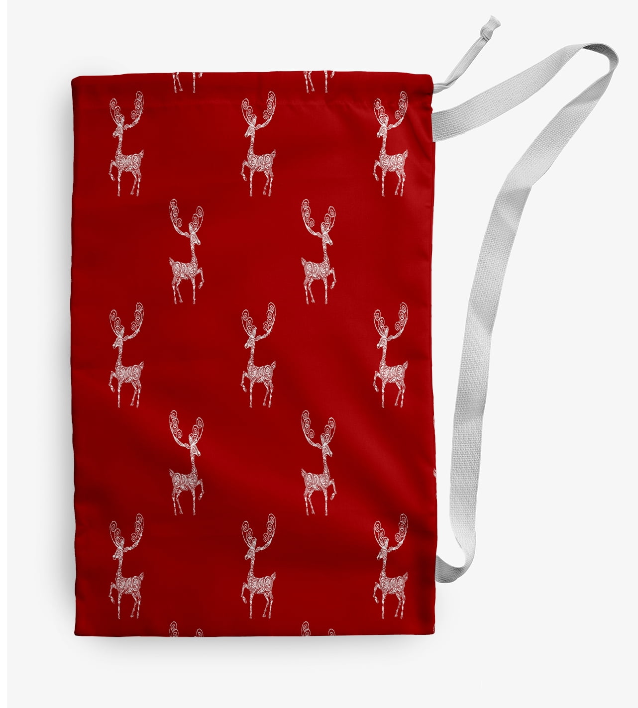 Simply Daisy Canvas Reindeer 18 x 29 in Red Laundry Bag