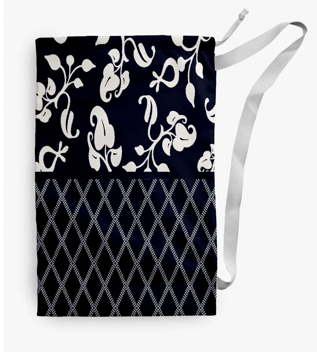 Simply Daisy Canvas Scroll Dot 28 x 36 in Navy Laundry Bag
