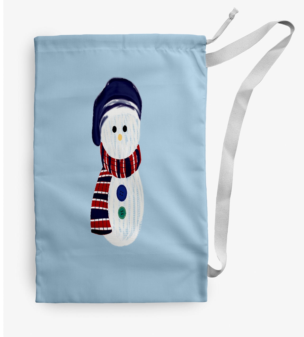 Simply Daisy Canvas Sock Snowman 18 x 29 in Blue Laundry Bag