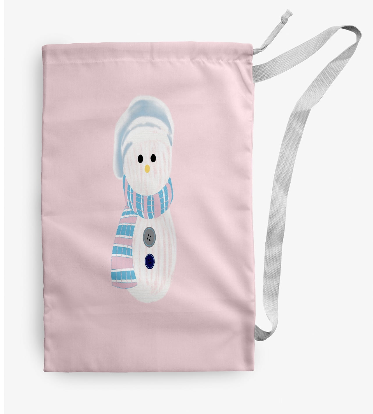 Simply Daisy Canvas Sock Snowman 28 x 36 in Pink Laundry Bag