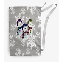 Simply Daisy Canvas Sock Snowmen 18 x 29 in Grey Laundry Bag