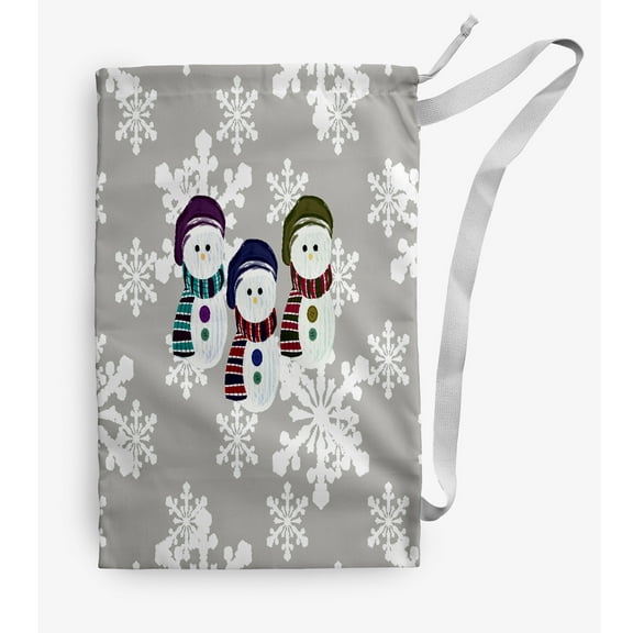 Simply Daisy Canvas Sock Snowmen 18 x 29 in Grey Laundry Bag