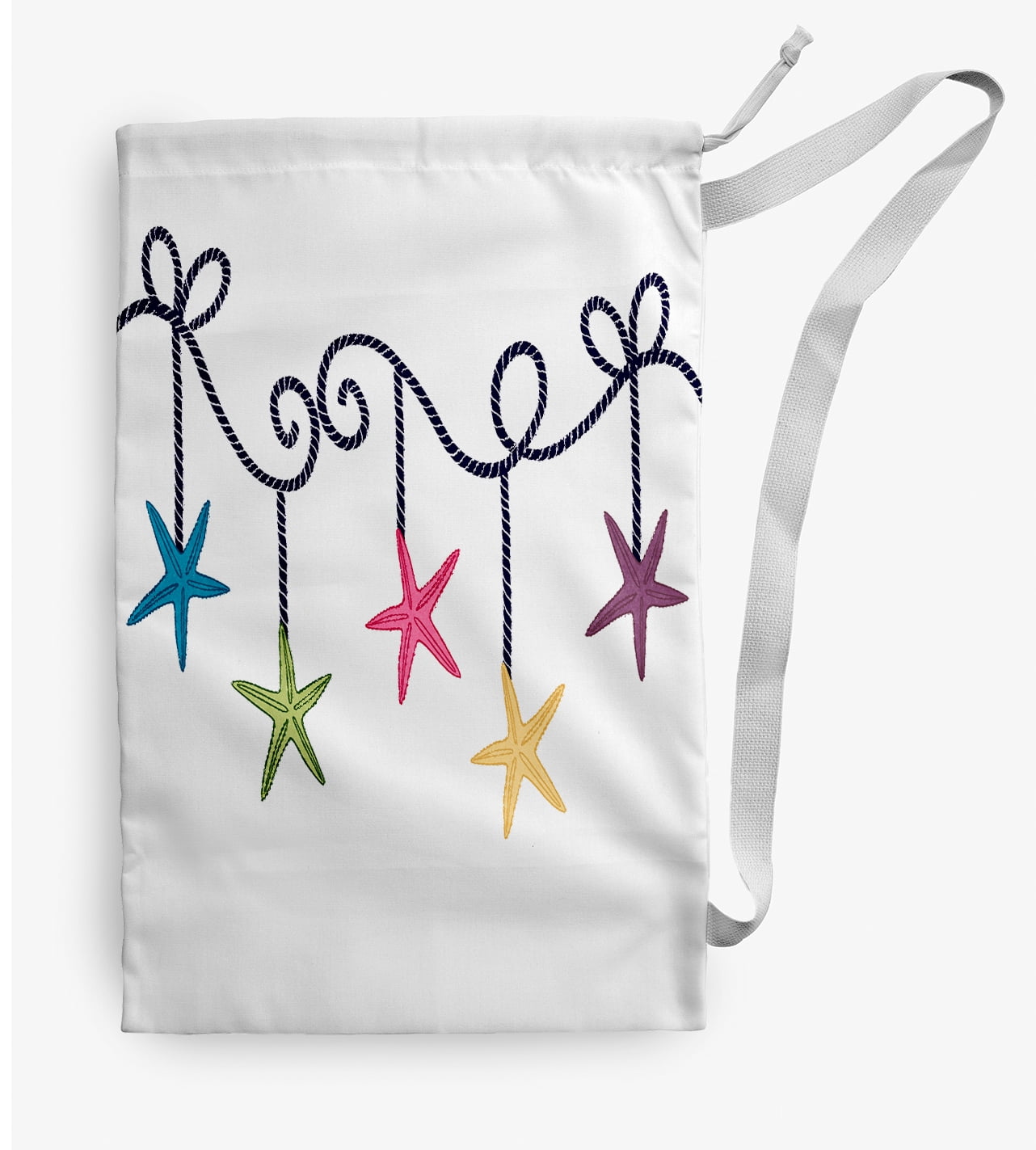 Simply Daisy Canvas Starfish Ornaments 18 x 29 in Multi Laundry Bag