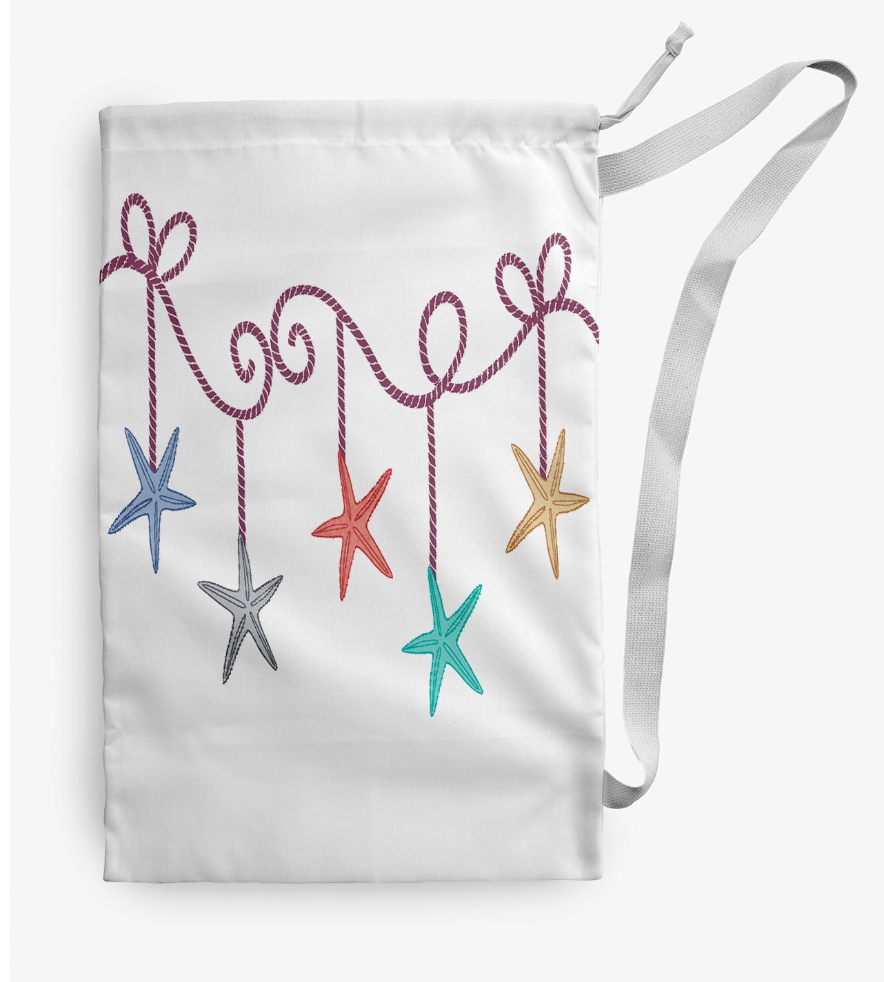 Simply Daisy Canvas Starfish Ornaments 18 x 29 in Purple Laundry Bag