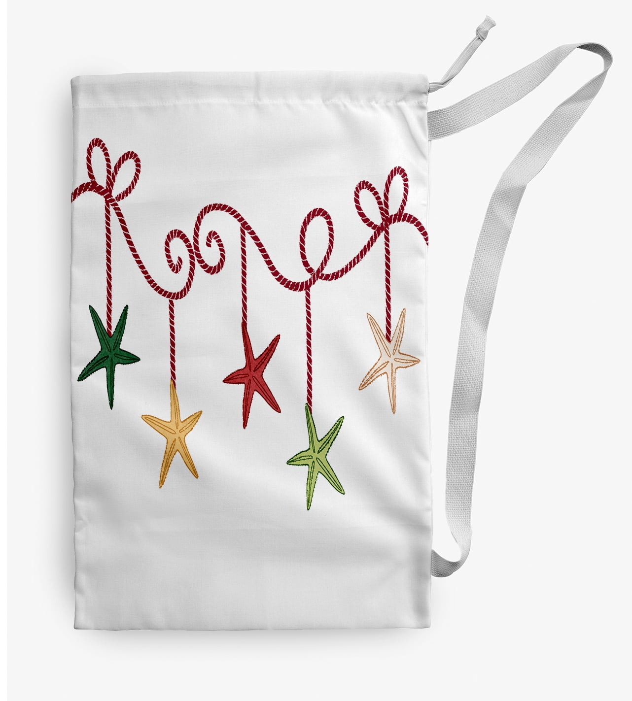 Simply Daisy Canvas Starfish Ornaments 18 x 29 in Red Laundry Bag