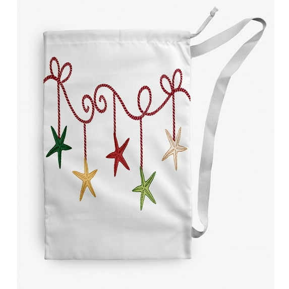 Simply Daisy Canvas Starfish Ornaments 18 x 29 in Red Laundry Bag