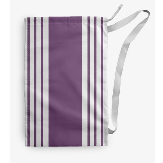 Simply Daisy Canvas Stripe 18 x 29 in Lavender Laundry Bag