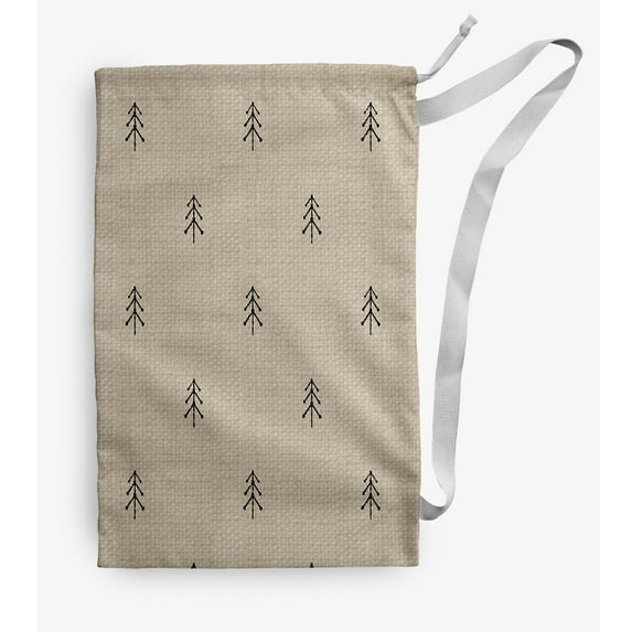Simply Daisy Canvas Tree Pattern 18 x 29 in Ivory-Black Laundry Bag