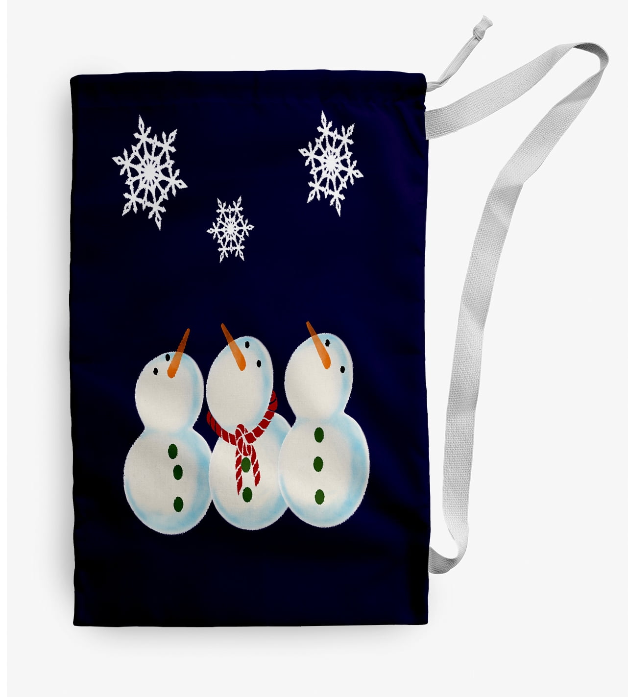 Simply Daisy Canvas Wise Snowmen 18 x 29 in Blue Laundry Bag
