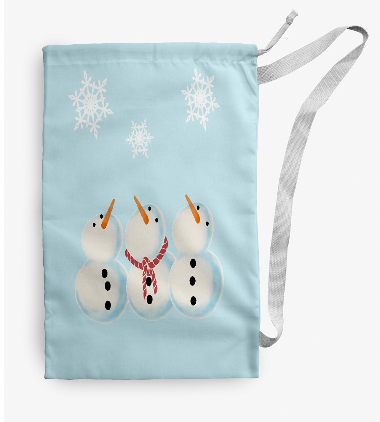 Simply Daisy Canvas Wise Snowmen 18 x 29 in Light Blue Laundry Bag