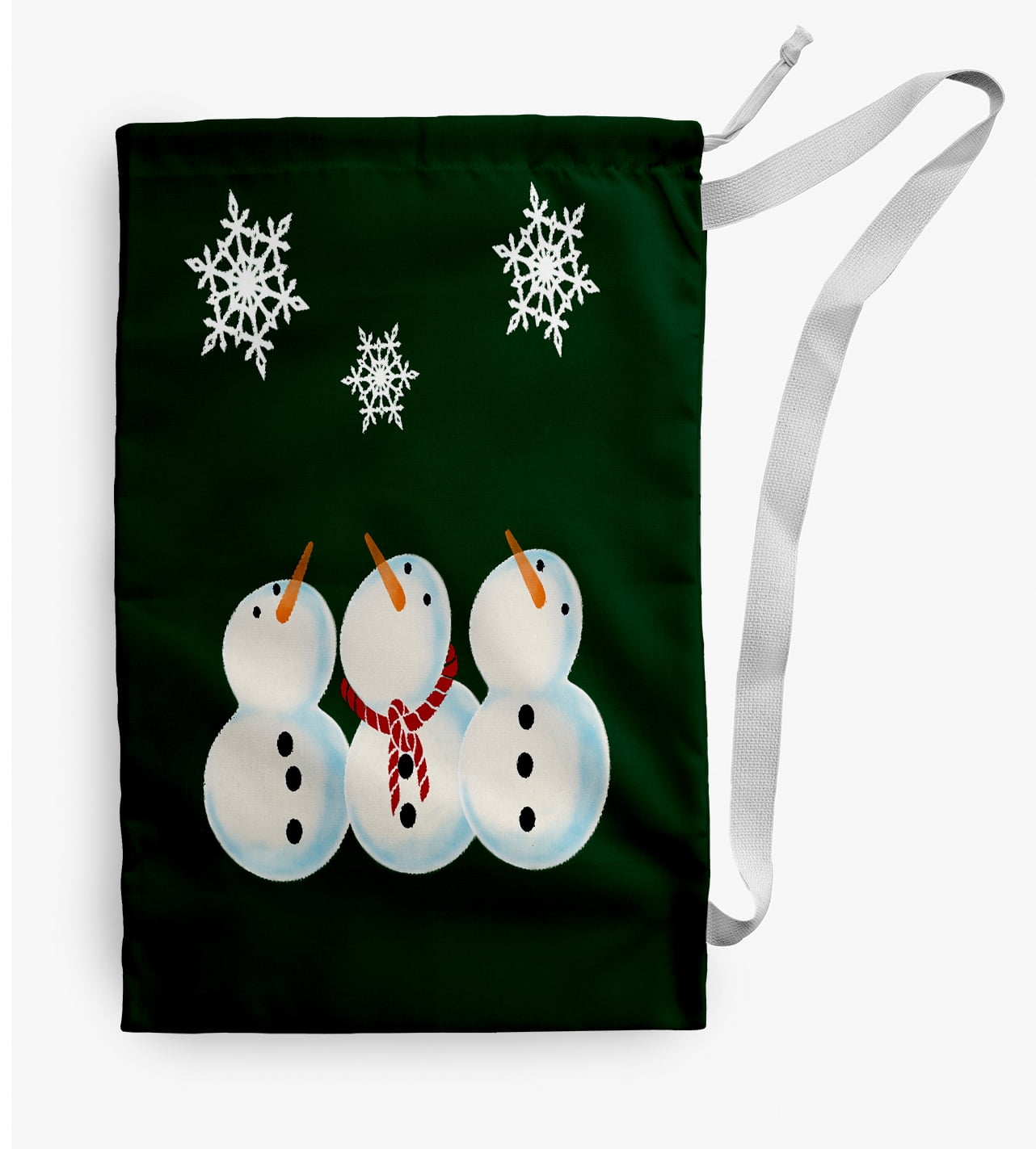 Simply Daisy Canvas Wise Snowmen 28 x 36 inch Green Laundry Bag