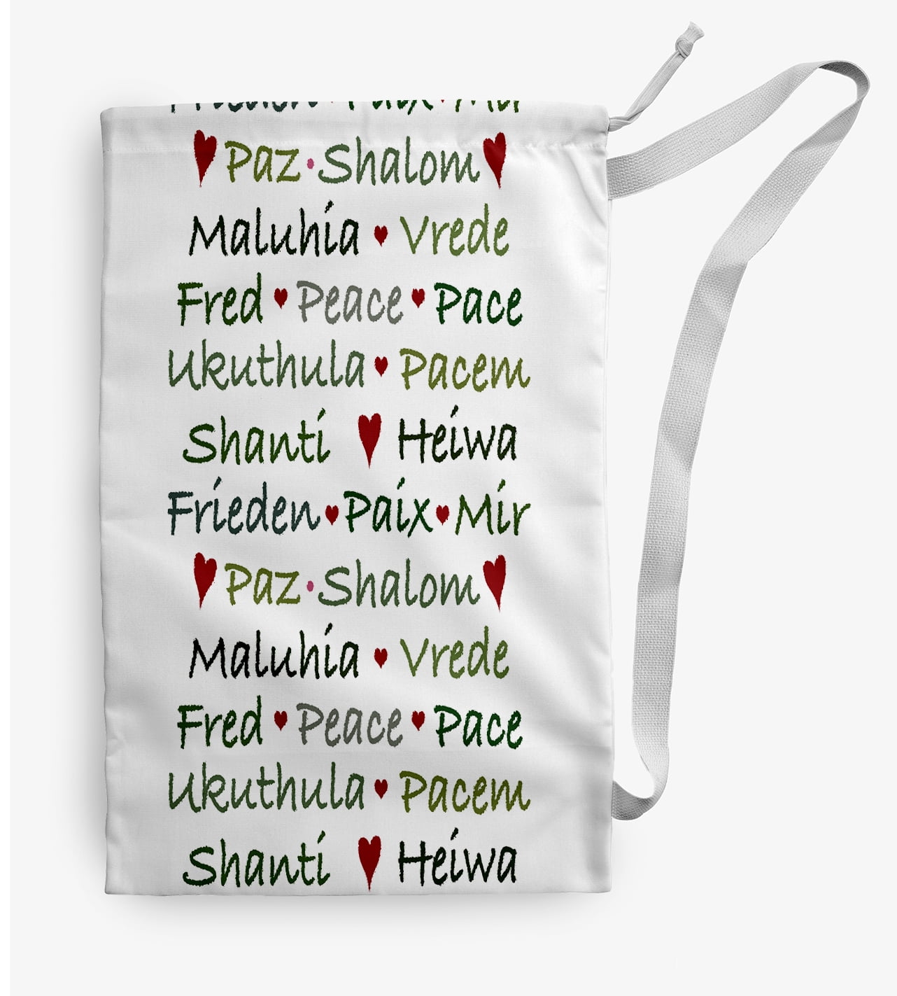 Simply Daisy Canvas Words of Peace 18 x 29 in White Laundry Bag