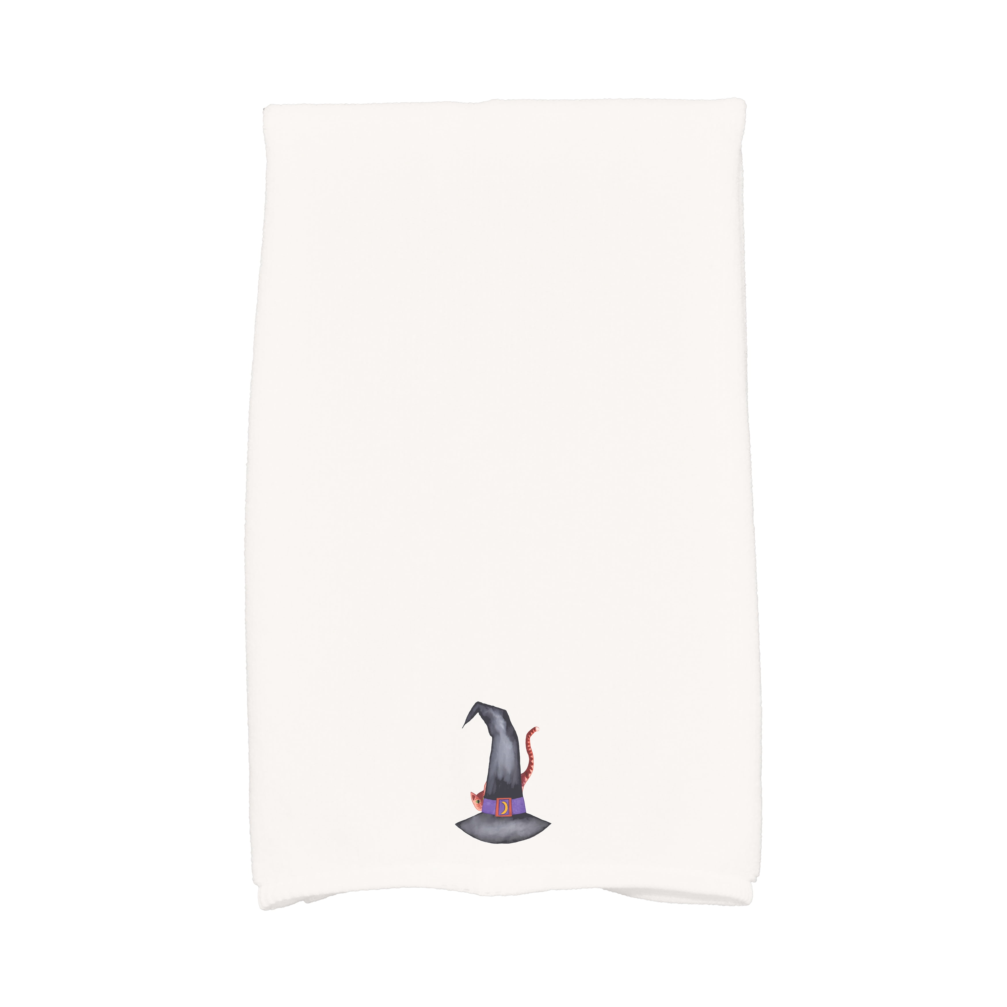 Simply Daisy Cat Behind the Hat 16x25 Inch Cream Halloween Print Kitchen Towel