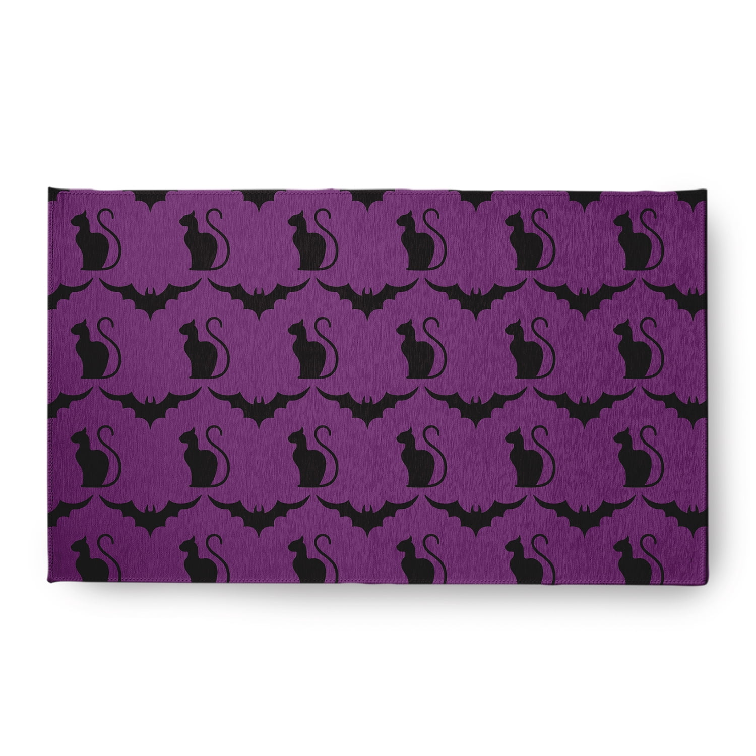 Simply Daisy Cats and Bats Amethyst Halloween Chenille Area Rug, 18" x 30"