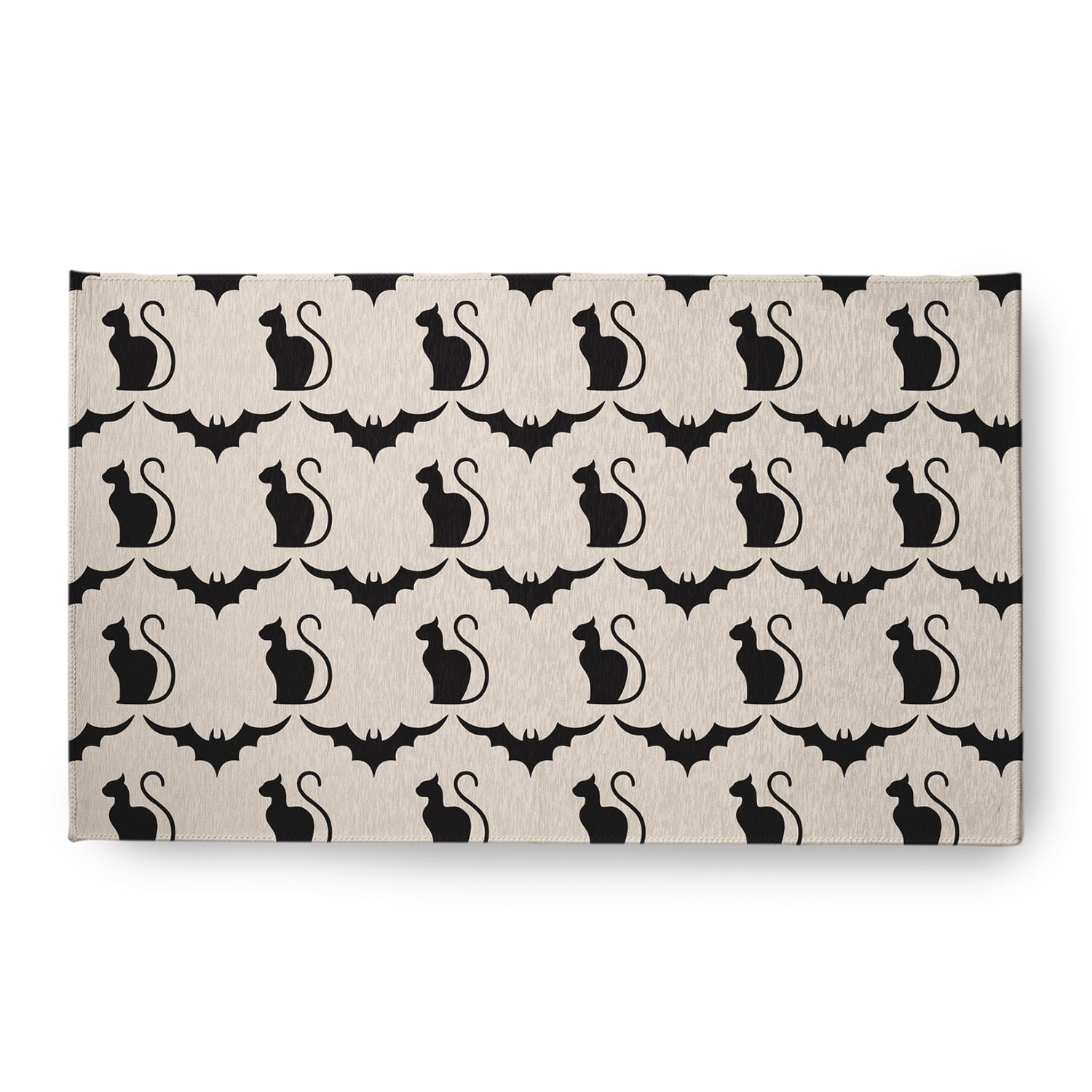 Simply Daisy Cats and Bats Cream Halloween Chenille Area Rug, 18" x 30"