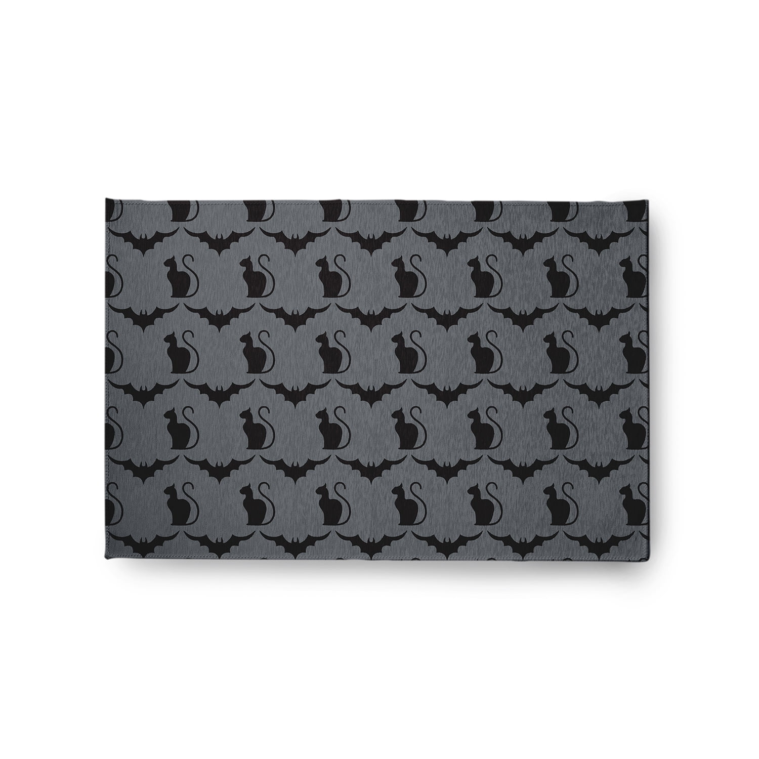 Simply Daisy Cats and Bats Steel Gray Halloween Chenille Area Rug, 2' x 3'
