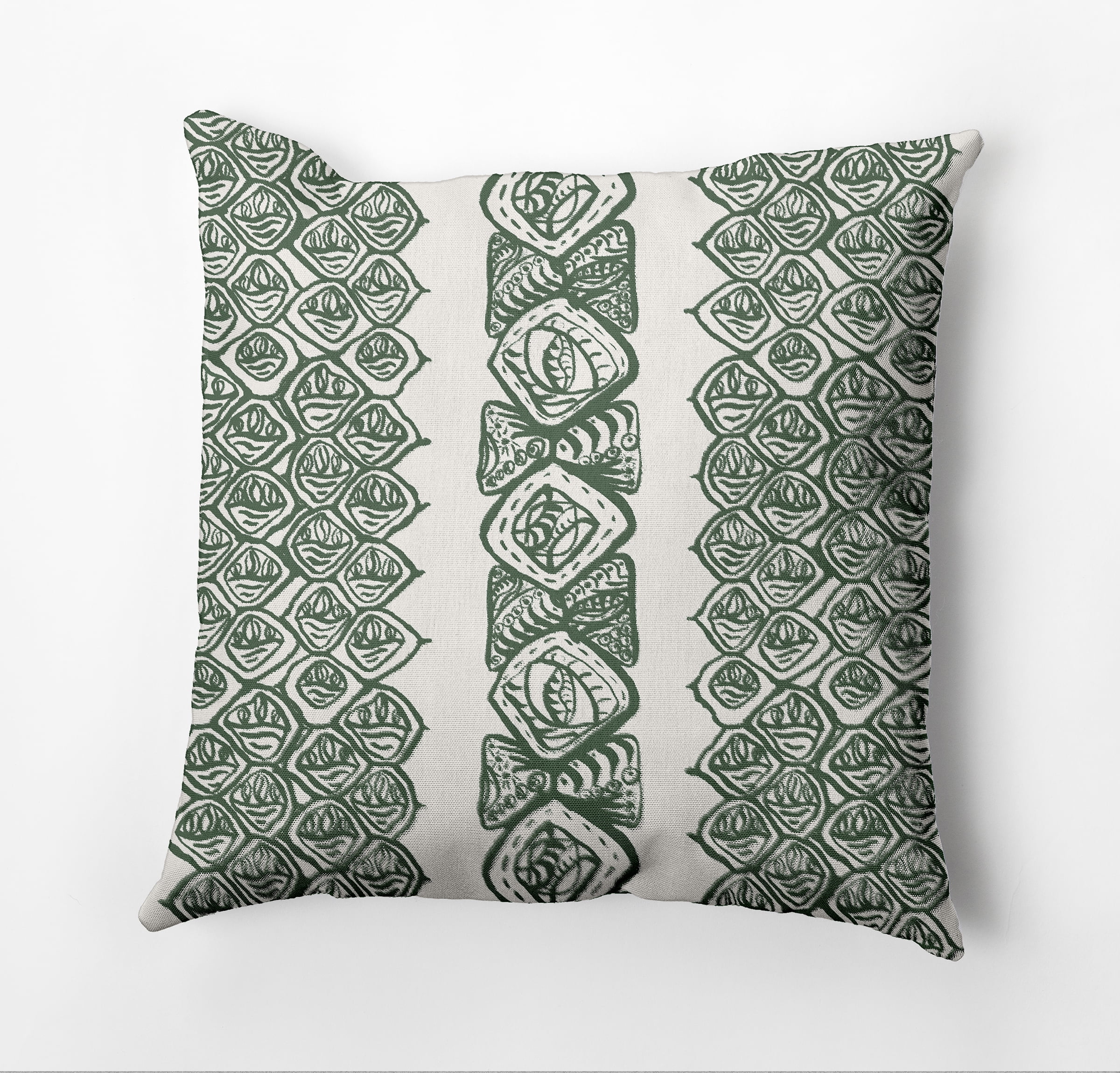 Simply Daisy Central Comb Outdoor Pillow, Dark Green, 16 in x 16 in