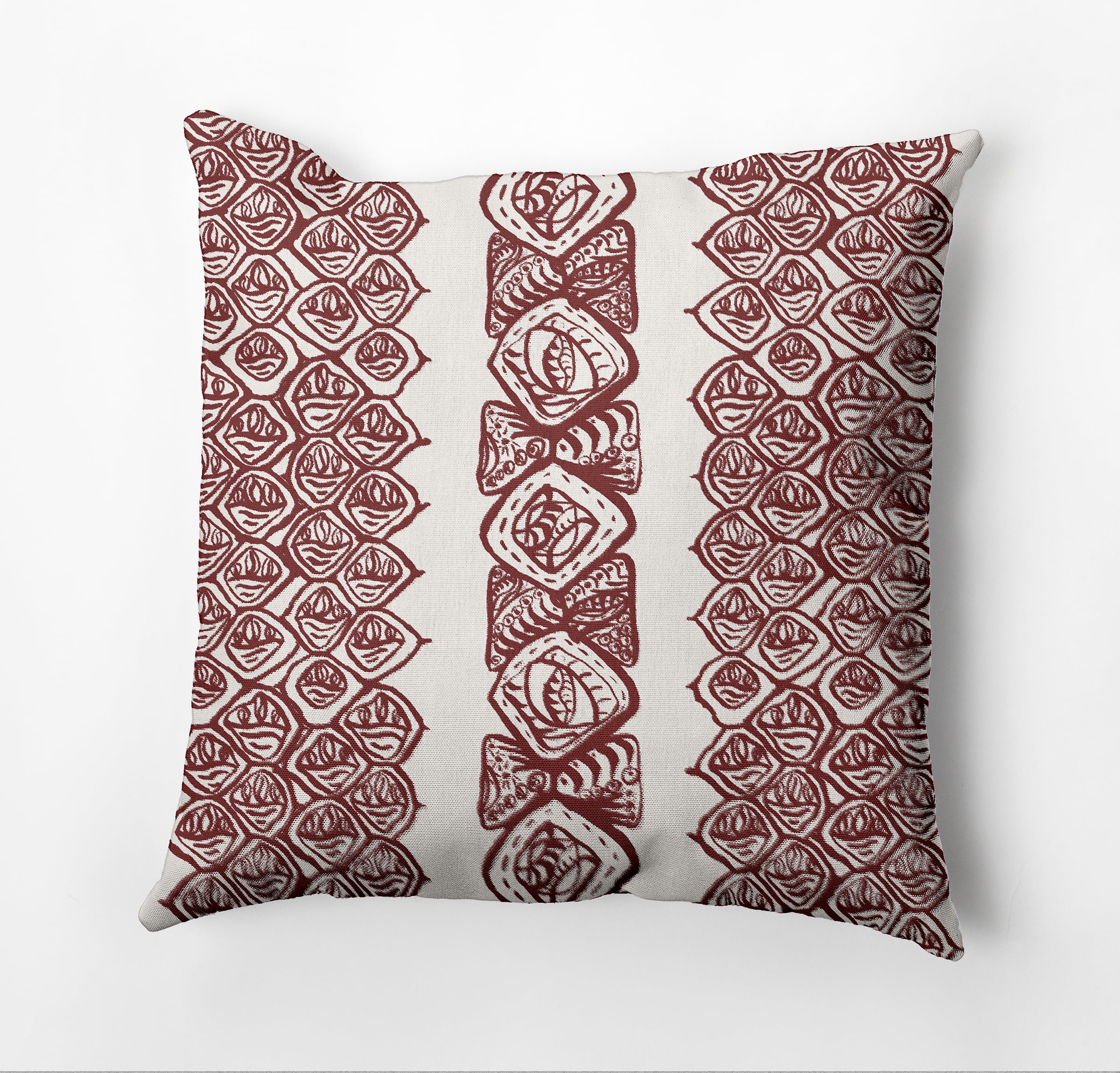 Simply Daisy Central Comb Outdoor Pillow, Red/White, 20 in x 20 in