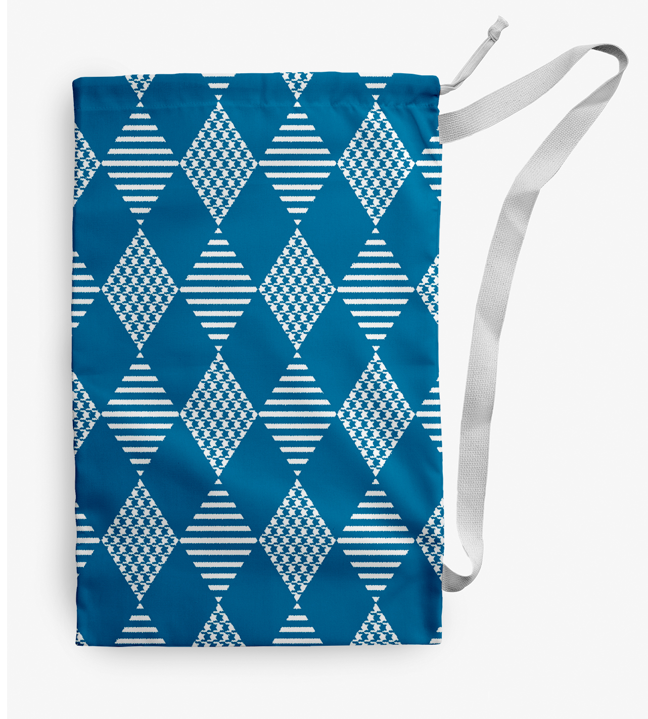Simply Daisy Check It Twice 18 x 29 in Teal Laundry Bag