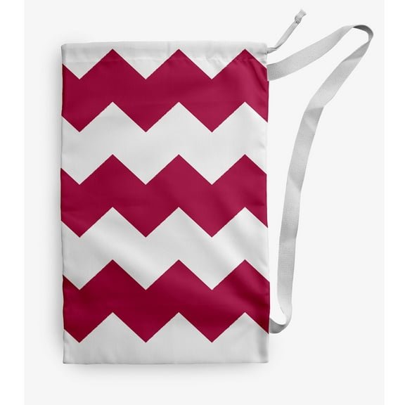 Simply Daisy Chevron Stripe 18 x 29 in Fuchsia Laundry Bag