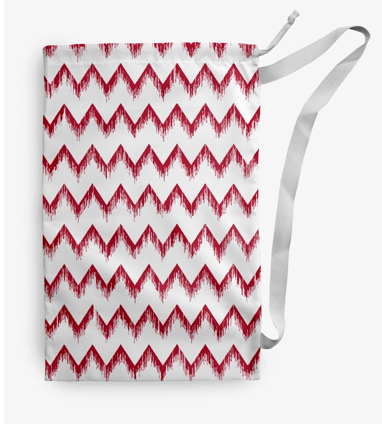 Simply Daisy Chevron Stripe 18 x 29 in Red Laundry Bag