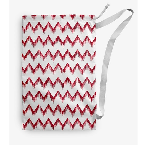 Simply Daisy Chevron Stripe 18 x 29 in Red Laundry Bag