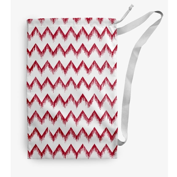 Simply Daisy Chevron Stripe 28 x 36 in Red Laundry Bag