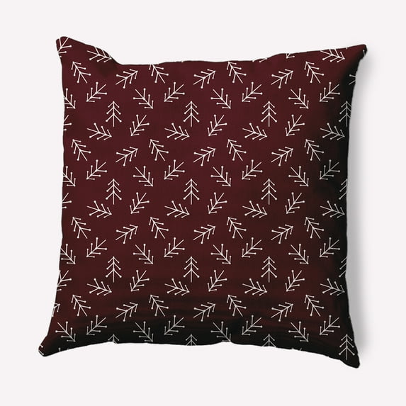 Simply Daisy Christmas Burgandy Colored Scattered Trees Winter Soft Spun Polyester Decorative Throw Pillow, 26" x 26"