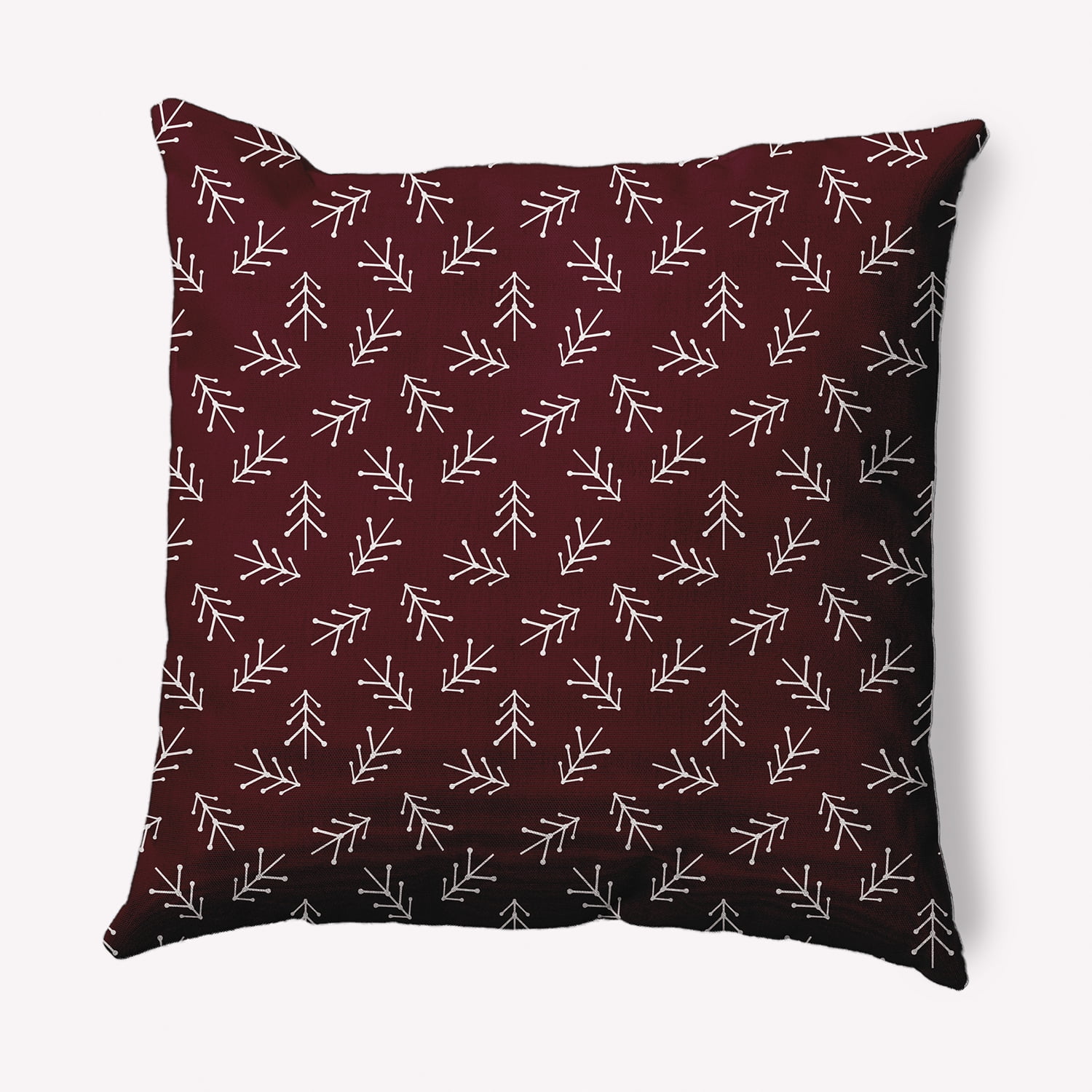 Simply Daisy Christmas Burgandy Colored Scattered Trees Winter Soft Spun Polyester Indoor/Outdoor Throw Pillow, 16" x 16"