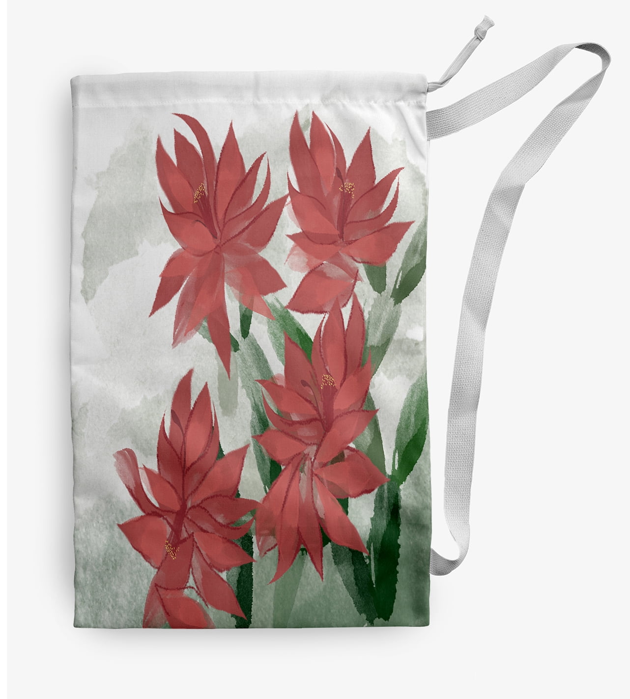 Simply Daisy Christmas Cactus 18 x 29 in Orange Laundry Bag