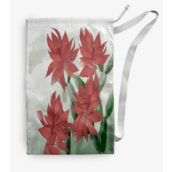Simply Daisy Christmas Cactus 18 x 29 in Orange Laundry Bag