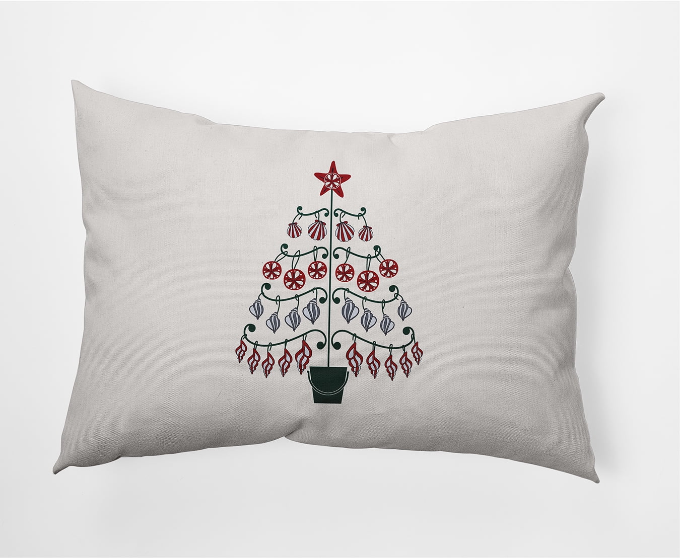 Simply Daisy Christmas Green Colored Beach Tree Christmas Soft Spun Polyester Indoor/Outdoor Throw Pillow, 14" x 20"