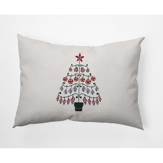 Simply Daisy Christmas Green Colored Beach Tree Christmas Soft Spun Polyester Indoor/Outdoor Throw Pillow, 14" x 20"