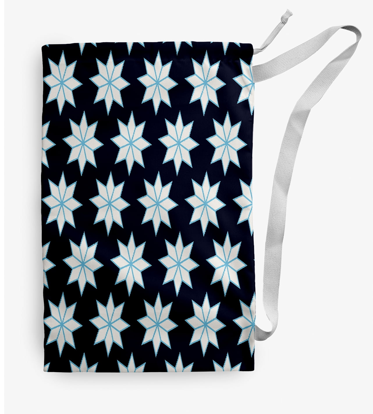 Simply Daisy Christmas Stars 18 x 29 in Navy Laundry Bag