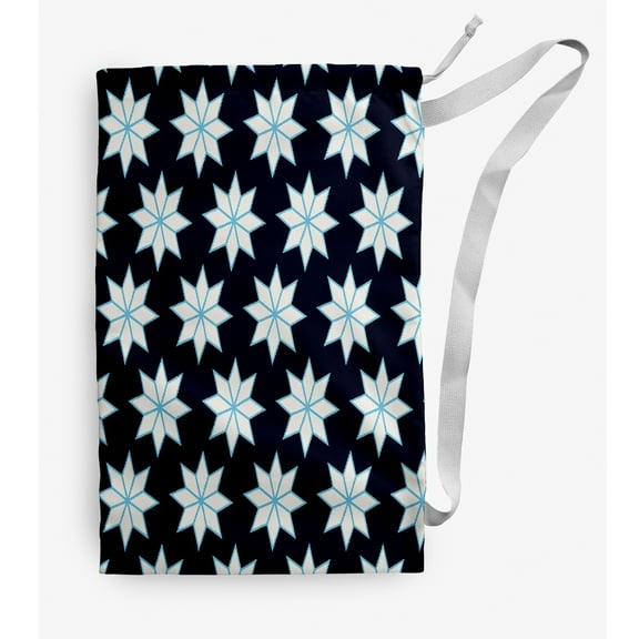 Simply Daisy Christmas Stars 18 x 29 in Navy Laundry Bag