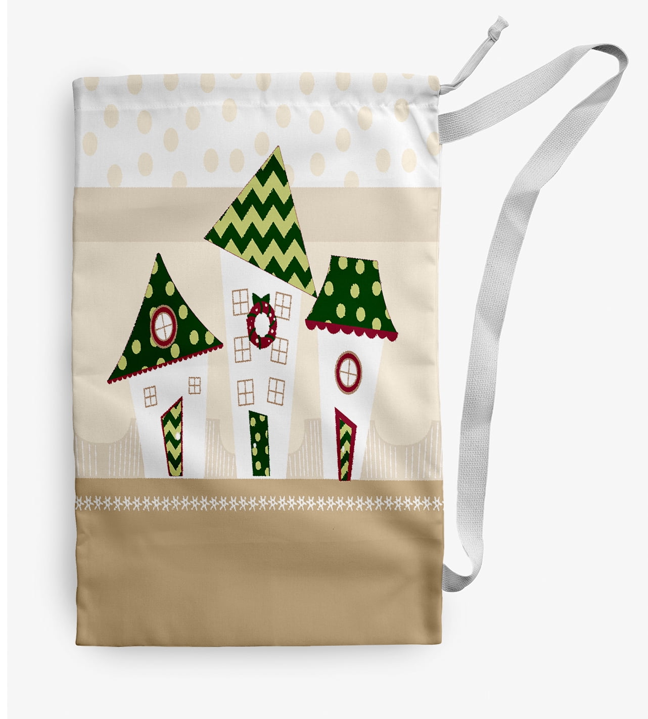 Simply Daisy Coastal Houses 18 x 29 in Ivory Laundry Bag