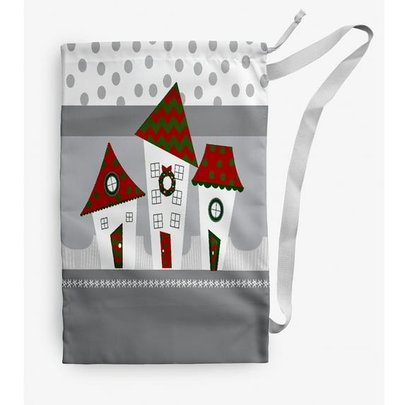 Simply Daisy Coastal Houses 18 x 29 inch Grey Laundry Bag