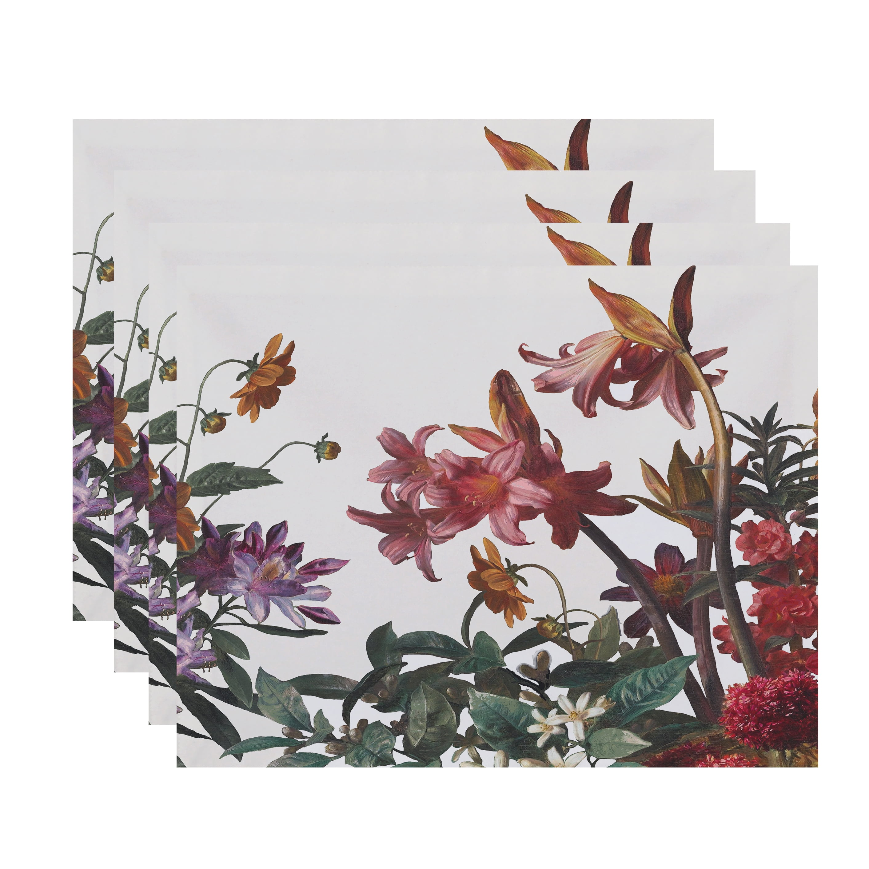 Simply Daisy Color Me Floral 18 x 14 Inch White Floral Print Placemat (Set of 4)