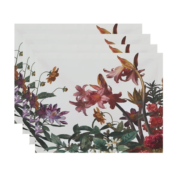 Simply Daisy Color Me Floral 18 x 14 Inch White Floral Print Placemat (Set of 4)