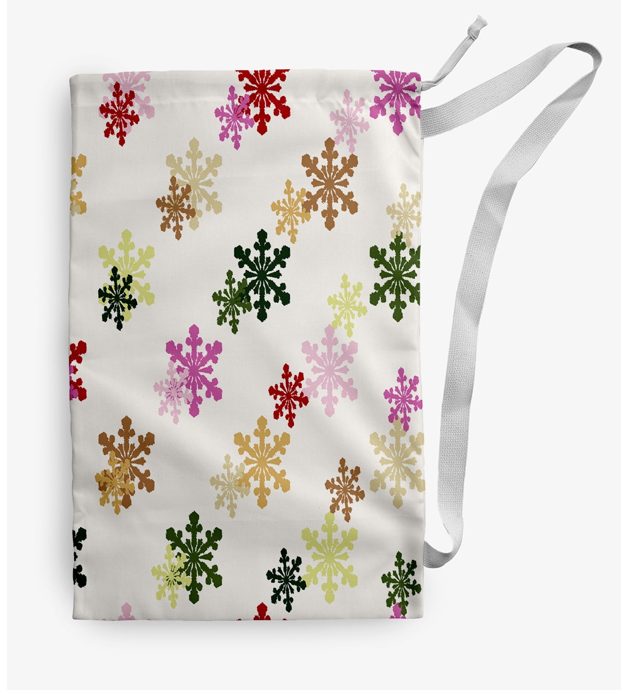 Simply Daisy Colorful Snow Flakes 18 x 29 in Pink Laundry Bag