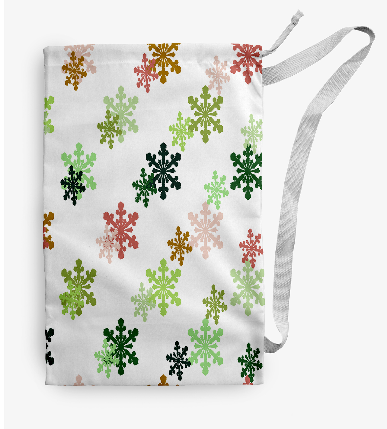Simply Daisy Colorful Snow Flakes 28 x 36 in Green Laundry Bag