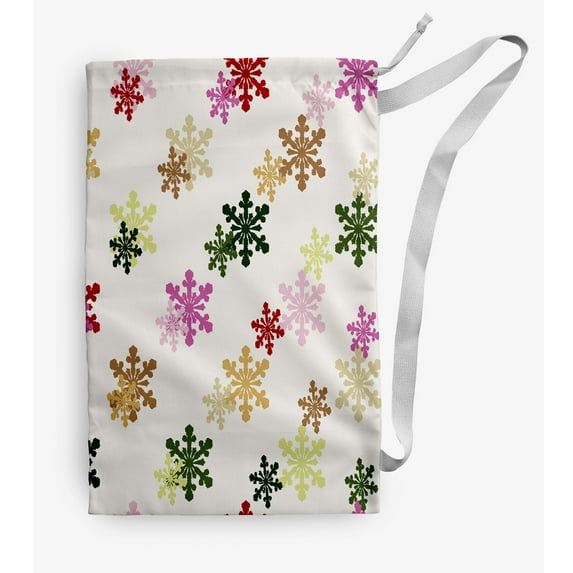 Simply Daisy Colorful Snow Flakes 28 x 36 in Pink Laundry Bag