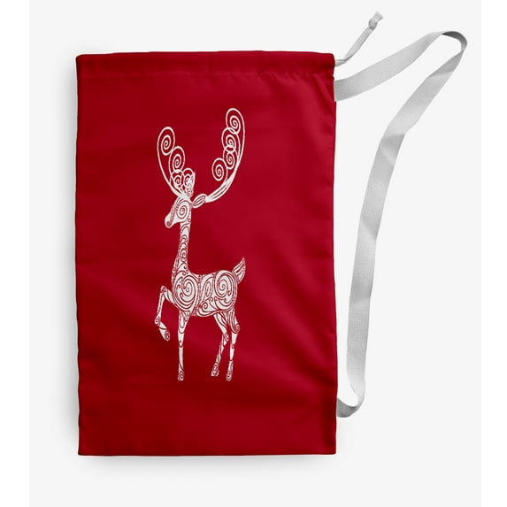Simply Daisy Cool Dude Holiday Reindeer 18 x 29 in Red Laundry Bag