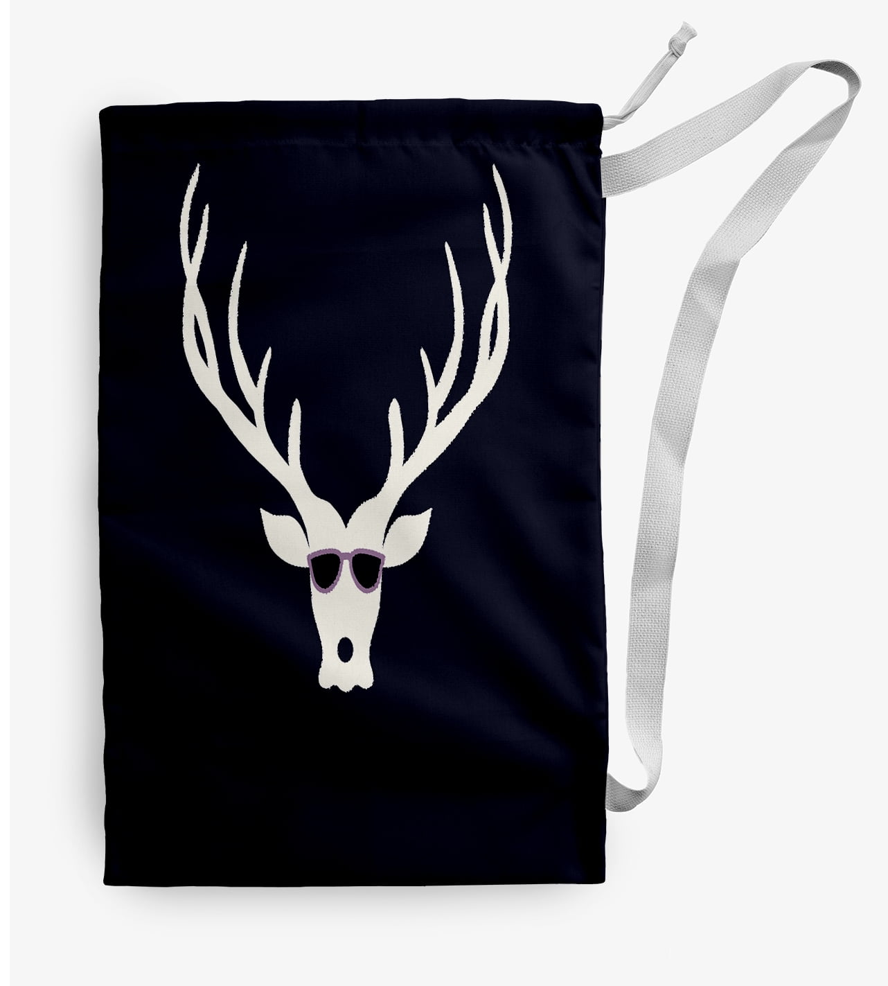 Simply Daisy Cool Dude Holiday Reindeer 28 x 36 in Navy Laundry Bag